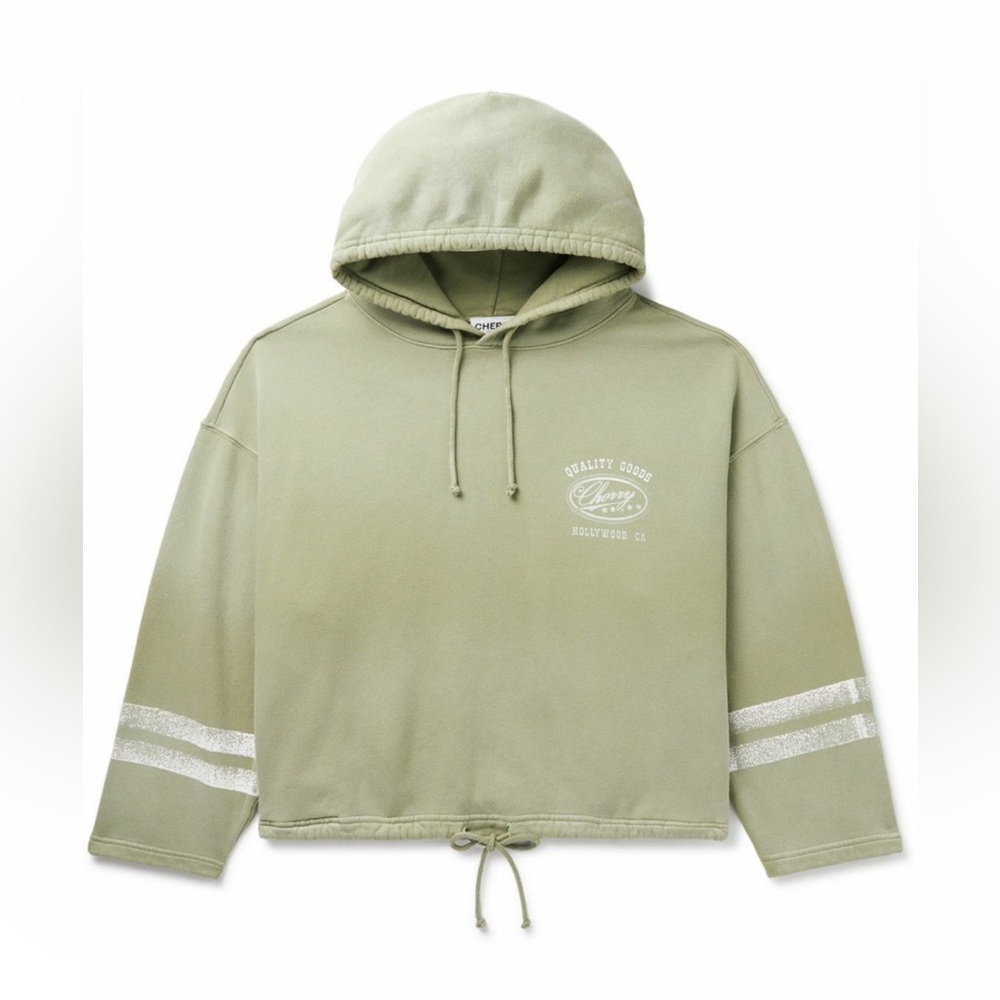 Cherry LA Green Striped Logo Print Hoodie Made In California Men’s XS Oversized